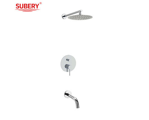벽에 숨겨진 샤워 펌프 청동 원형 Knurl 핸들 크롬 OEM 욕실 욕조